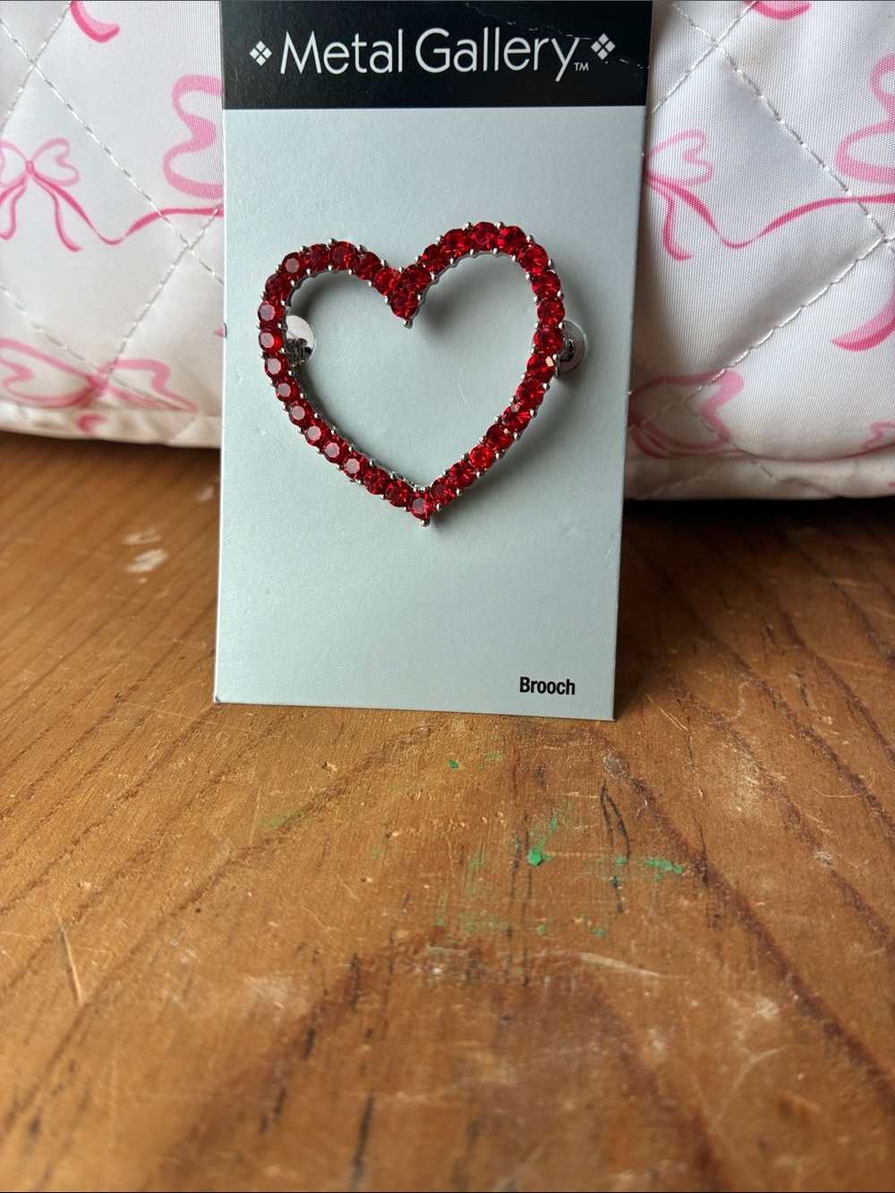 Gallery Red Crystal Open Heart Brooch